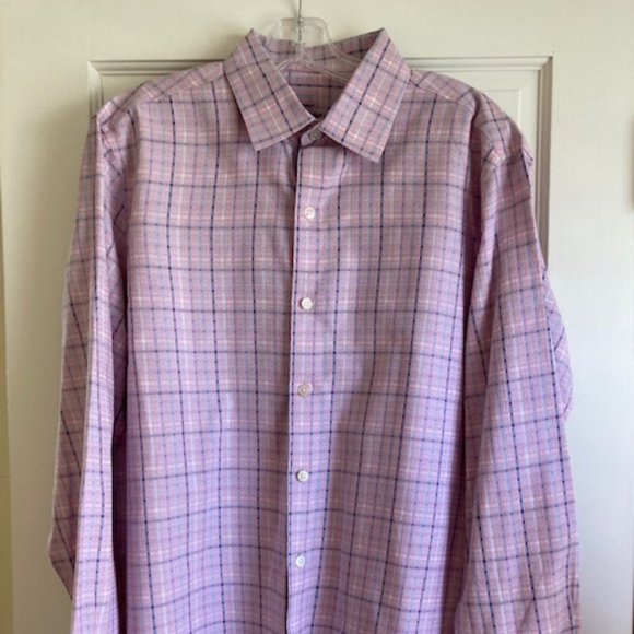 Tasso Elba Mens Dress Shirt L 16 16 1/2 Check EUC